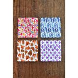 Begoloni Stone Decor Doğal Taş Bardak Altlığı - Renkli Desenler Baskılı 10x10cm Stone Coasters