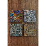 Begoloni Stone Decor Doğal Taş Bardak Altlığı - Renkli Desenler Baskılı Bardak Altlığı 10x10cm Ai Stone Coasters 571