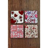Begoloni Stone Decor Doğal Taş Bardak Altlığı Sevgililer Günü Hediyesi 4'lü Set