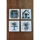 Begoloni Stone Decor Doğal Taş Bardak Altlığı - Sevimli Kediler ve Pencere Temalı Stone Coasters