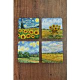 Begoloni Stone Decor Doğal Taş Bardak Altlığı - Van Gogh AI Eserleri Baskılı 10x10cm Yapay Zeka Stone Coasters 475