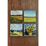 Begoloni Stone Decor Doğal Taş Bardak Altlığı - Van Gogh AI Eserleri Baskılı 10x10cm Yapay Zeka Stone Coasters 483
