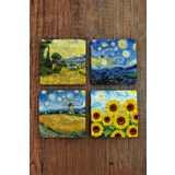 Begoloni Stone Decor Doğal Taş Bardak Altlığı - Van Gogh AI Eserleri Baskılı 10x10cm Yapay Zeka Stone Coasters 485