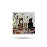 Begoloni Stone Decor Doğal Taş Nihale 15x15cm Kedi Baskılı Doğal Taş Çaydanlık Altlığı-tencere Tava Altlığı