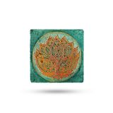 Begoloni Stone Decor Doğal Taş Nihale 15x15cm Lotus Çiçeği Baskılı Çaydanlık Altlığı-tencere Tava Altlığı