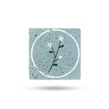 Begoloni Stone Decor Doğal Taş Nihale 15x15cm Mavi Zemin Çiçek Baskılı Çaydanlık Altlığı-tencere Tava Altlığı