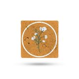 Begoloni Stone Decor Doğal Taş Nihale 15x15cm Turuncu Zemin Çiçek Baskılı Çaydanlık Altlığı-tencere Tava Altlığı