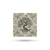 Begoloni Stone Decor Doğal Taş Nihale 15x15cm Yhayat Ağacı Baskılı Çaydanlık Altlığı-tencere Tava Altlığı