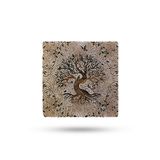 Begoloni Stone Decor Doğal Taş Nihale 20x20cm Hayat Ağacı Baskılı Doğal Taş Çaydanlık Altlığı-tencere Tava Altlığı