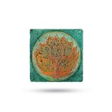 Begoloni Stone Decor Doğal Taş Nihale 20x20cm Lotus Çiçeği Baskılı Doğal Taş Çaydanlık Altlığı-tencere Tava Altlığı