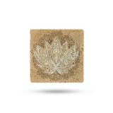 Begoloni Stone Decor Doğal Taş Nihale 20x20cm Lotus Çiçeği Baskılı Taş Çaydanlık Altlığı-tencere Tava Altlığı