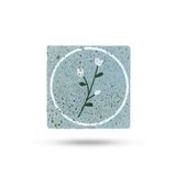 Begoloni Stone Decor Doğal Taş Nihale 20x20cm Mavi Zemin Çiçek Baskılı Doğal Taş Tencere Altlığı