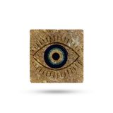 Begoloni Stone Decor Doğal Taş Nihale 20x20cm Nazar Boncuğu Baskılı Göz Çaydanlık Altlığı-tencere Tava Altlığı