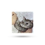 Begoloni Stone Decor Doğal Taş Nihale 20x20cm Yaramaz Kedi Baskılı Taş Nihale Çaydanlık Altlığı-tencere Tava Altlığı