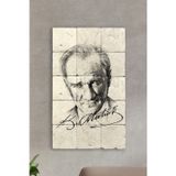 Begoloni Stone Decor Doğal Taş Tablo - Atatürk Portresi Ve Atatürk Imzalı Tablo - Duvar Dekoru 30x50cm