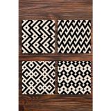 Begoloni Stone Decor Doğaltaş Bardak Altlığı 4'lü Set - Siyah Desenler Uv Baskılı Doğal Taş Bardak Altı 10x10x1cm