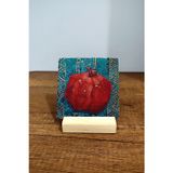 Begoloni Stone Decor Masa Üstü Doğal Taş Tablo - Masa Tablosu 10x10cm - Nar Baskılı Dekor