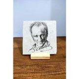 Begoloni Stone Decor Masa Üstü Taş Tablo - Masa Tablosu 15x15cm - Atatürk Portesi Baskılı Tablo