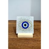 Begoloni Stone Decor Masa Üstü Taş Tablo - Masa Tablosu 15x15cm - Nazar Baskılı Dekor
