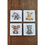 Begoloni Stone Decor Sevimli Hayvanlar Temalı Doğal Taş Bardak Altlığı - Stone Coasters