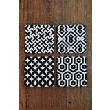 Begoloni Stone Decor Taş Bardak Altlığı 4'lü Set - Tile Desen 10x10cm
