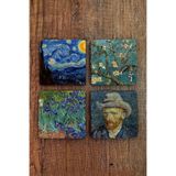 Begoloni Stone Decor Taş Bardak Altlığı Vincent Van Gogh Eserleri Baskılı 4'lü Set
