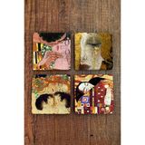 Begoloni Taş Bardak Altlığı 4'lü Set - Uv Baskılı Doğal Taş Bardak Altı - Stone Coasters - 10 x 10 x 1 cm