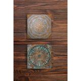 Begoloni Taş Bardak Altlığı Lotus, Yaşam Çiçeği Baskılı 2'li Set Stone Coasters - 10 x 10 x 1 cm