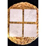 Begoloni Traverten Doğal Taş Bardak Altlığı 4’lü Set, Baskısız Boyanabilir Taş Bardak Altlığı - 10 x 10 x 1 cm