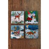 Begoloni Yeni Yıl - Yılbaşı Doğal Taş Bardak Altlığı Uv Baskılı 4'lü Set - Stone Coasters - 10 x 10 x 1 cm