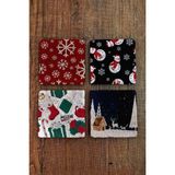 Begoloni Yeni Yıl - Yılbaşı Doğal Taş Bardak Altlığı Uv Baskılı 4'lü Set - Stone Coasters - New Year - 10 x 10 x 1 cm