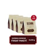 BEGON Nord Kivu Premium Espresso (ÇEKİRDEK) Kahve Fırsat Paketi 250g x 4 Adet