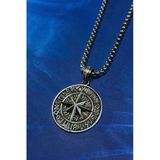 Begondio Viking Pusulası El İşçiliği 925 Ayar Gümüş Erkek Kolye