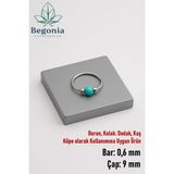 Begonia Accessories 925 Ayar Gümüş Çift Top Mavi Boncuklu Halka Hızma