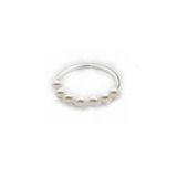 Begonia Accessories 925 Ayar Gümüş Piercing 7 Top Krem Inci Boncuklu Halka Hızma & Kıkırdak Küpe