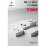 Begonia Accessories 925 Ayar Gümüş Siyah ve Altın Kaplama Halka Hızma Küpe 3’lü Set – Alerji Yapmaz, Unisex, Fake Deliksiz Kullanıma Uygun, Zarif & Şık Tasarım, Günlük ve Özel Gün Kombinleri - Gümüş - Siyah