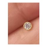 Begonia Accessories 925 Ayar Gümüş Zirkon Taşlı Gold Tek Taş Tırnaklı Hızma Piercing
