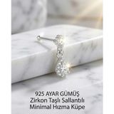 Begonia Accessories 925 Ayar Gümüş Zirkon Taşlı Unisex Küpe Hızma Minimal Şık Modern Tasarım Alerji Yapmaz - Standart