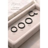 Begonia Accessories Cerrahi Çelik, 6 mm 8 mm 10 mm Çap, 3 Adet Black Kaplama Septum Kilitili Halka Piercing Küpe Set, Kaş, Dudak, Burun, Kulak Kullanımına Uygundur - 6-8-10 mm - Siyah
