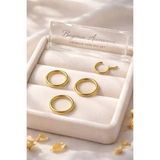 Begonia Accessories Cerrahi Çelik, 8 mm Çap, 3 Adet Altın Kaplama Septum Kilitili Halka Piercing Küpe Set, Kaş, Dudak, Burun, Kulak Kullanımına Uygundur