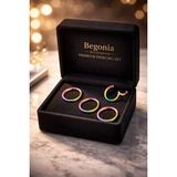 Begonia Accessories Cerrahi Çelik, 8 mm Çap, 3 Adet Rainbow Kaplama Septum Kilitili Halka Piercing Küpe Set, Kaş, Dudak, Burun, Kulak Kullanımına Uygundur - Çok Renkli