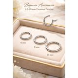 Begonia Accessories Cerrahi Çelik Kilitli Halka Septum Piercing Seti 6mm 8mm 10mm – Unisex Burun Kaş Dudak Kulak Uyumlu Paslanmaz Kararmaz Antialerjik 3’lü Halka Küpe - 6-8-10 mm - Gümüş