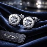 Begonia Accessories Vip Çelik 9mm Yuvarlak Zirkon Taşlı 1 Çift Küpe - Antialerjik Paslanmaz Kararmaz Takı - Standart - Gümüş