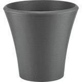 Begonvil 38 cm Gri Yuvarlak 23 Litre Beton Görünümlü Plastik Saksı Drenaj Izgaralı Çiçek Saksısı