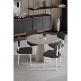 Begonya 90x90 Yuvarlak 4 Sandalyeli Masa Sandalye Takımı, Salon Takımı , Mutfak Masa Takımı Gri