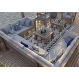 Begonya Bahçe Balkon Teras Ahşap Köşe Koltuk Takımı