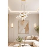 Begonya Gold Modern Tasarım Sarkıt Led Avize 3 Renk Işık Kristal Görünüm Oturma Odası Yemek Odası Salon Yatak Odası
