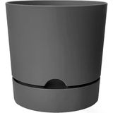Begonya Saksı Tabaklı Drenajlı Mat Plastik Çiçek Saksısı (1 Adet, 9 Litre, 25CM, Gri)