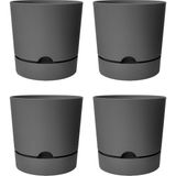 Begonya Saksı Tabaklı Drenajlı Mat Plastik Çiçek Saksısı (4 Adet, 5 Litre, 21CM, Gri) - Çok Renkli