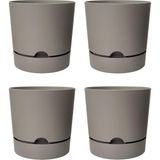 Begonya Saksı Tabaklı Drenajlı Mat Plastik Çiçek Saksısı (4 Adet, 9 Litre, 25CM, Bej) - Çok Renkli